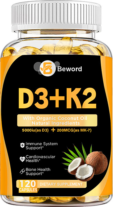 Vitamin D3 5000IU and K2 MK-7 200mcg – 120 Capsules – Immune Support Wellness