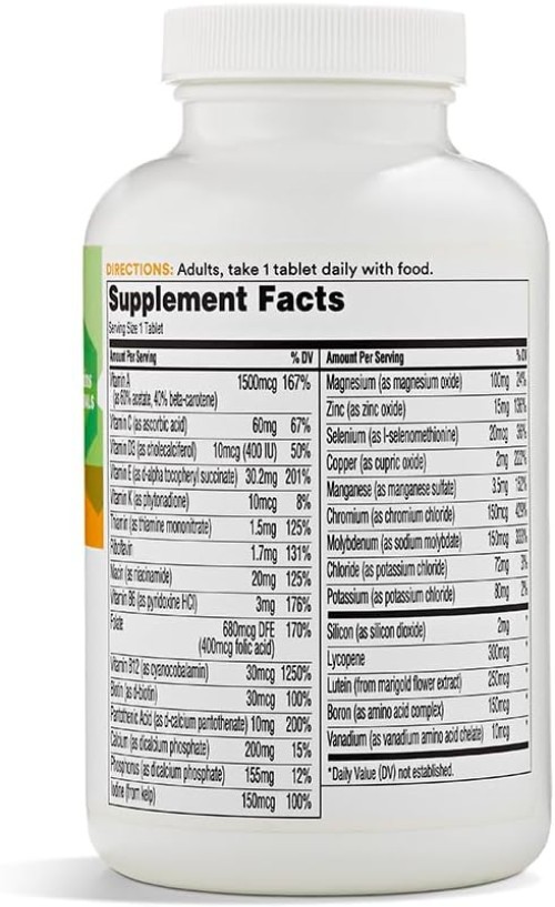 Complete Once Daily Multivitamin for Mature Adults – 180 Count, Organic Formula