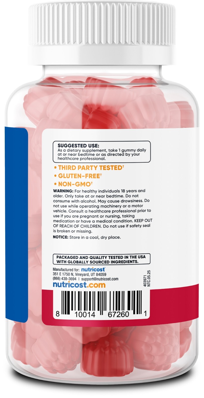 Nutricost Melatonin 5mg, 180 Gummies, Strawberry Flavored – No Corn Syrup