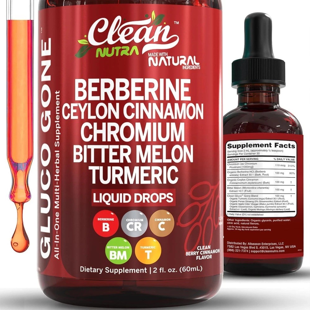Clean Nutra Berberine with Ceylon Cinnamon Liquid Drops – Blood Sugar Support