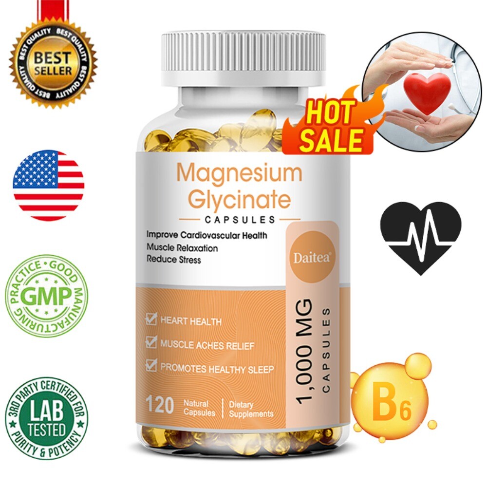 Magnesium Glycinate 1000mg – 30/60/120 Capsules For Sleep, Muscle & Heart Health