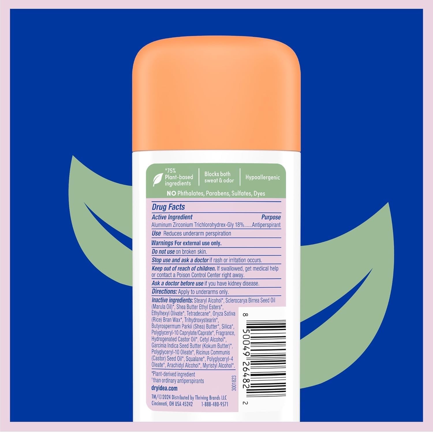 Dry Idea Plant Based Antiperspirant with Aluminum Sweat 2.6 Ounce (Pack of 1)