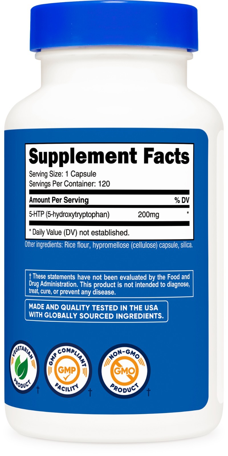 Nutricost 5-HTP 200mg, 120 Capsules (5-Hydroxytryptophan) – Gluten Free, Non-GMO