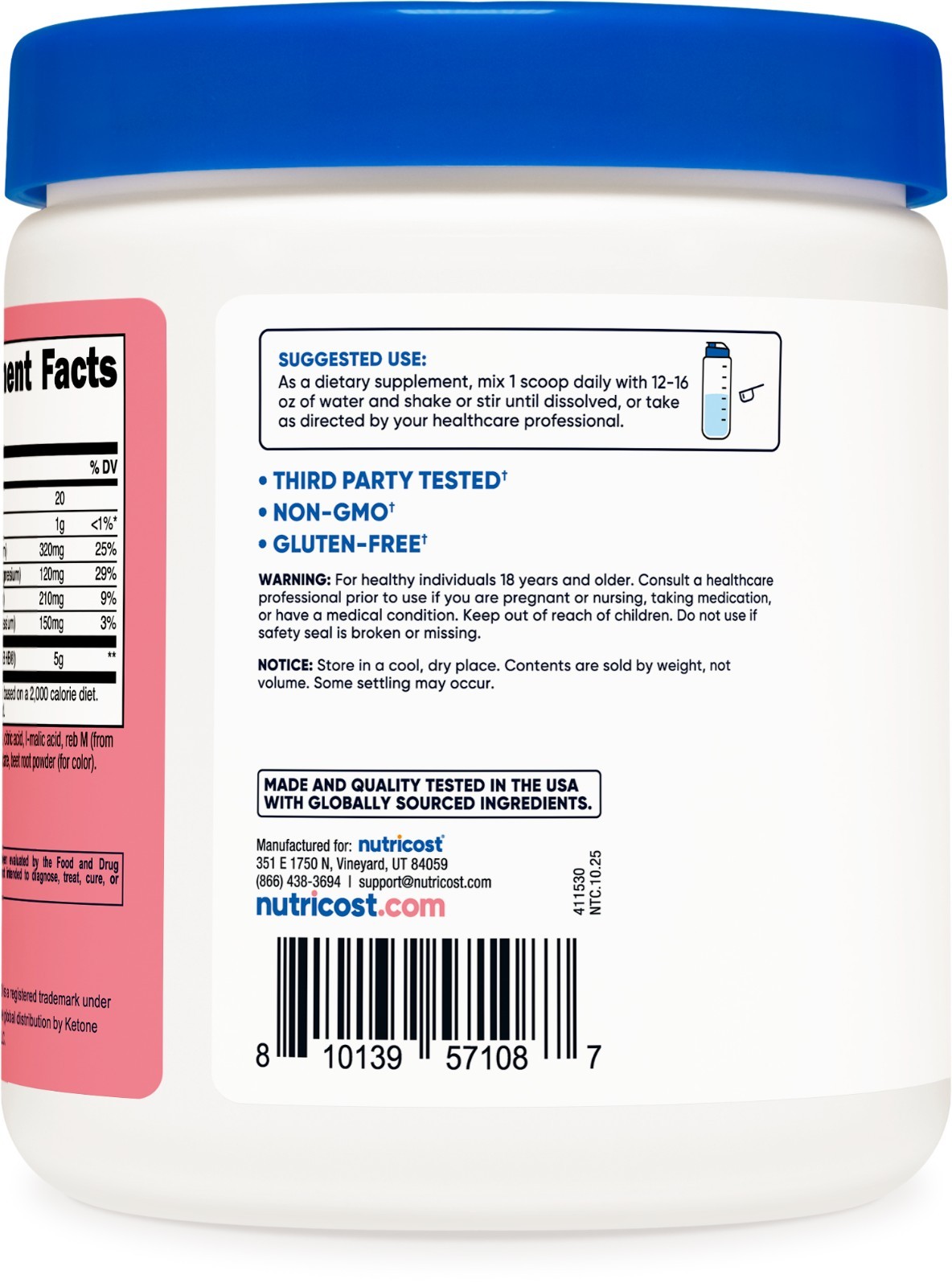 Nutricost BHB Salts Supplement Drink Mix (Strawberry Lemonade) 30 Servings