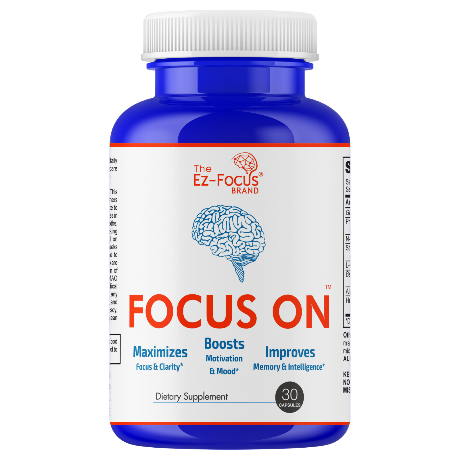 Adult Vitamin Brain Boost Nootropics for Focus Memory Clarity Sharp Mind 30Caps