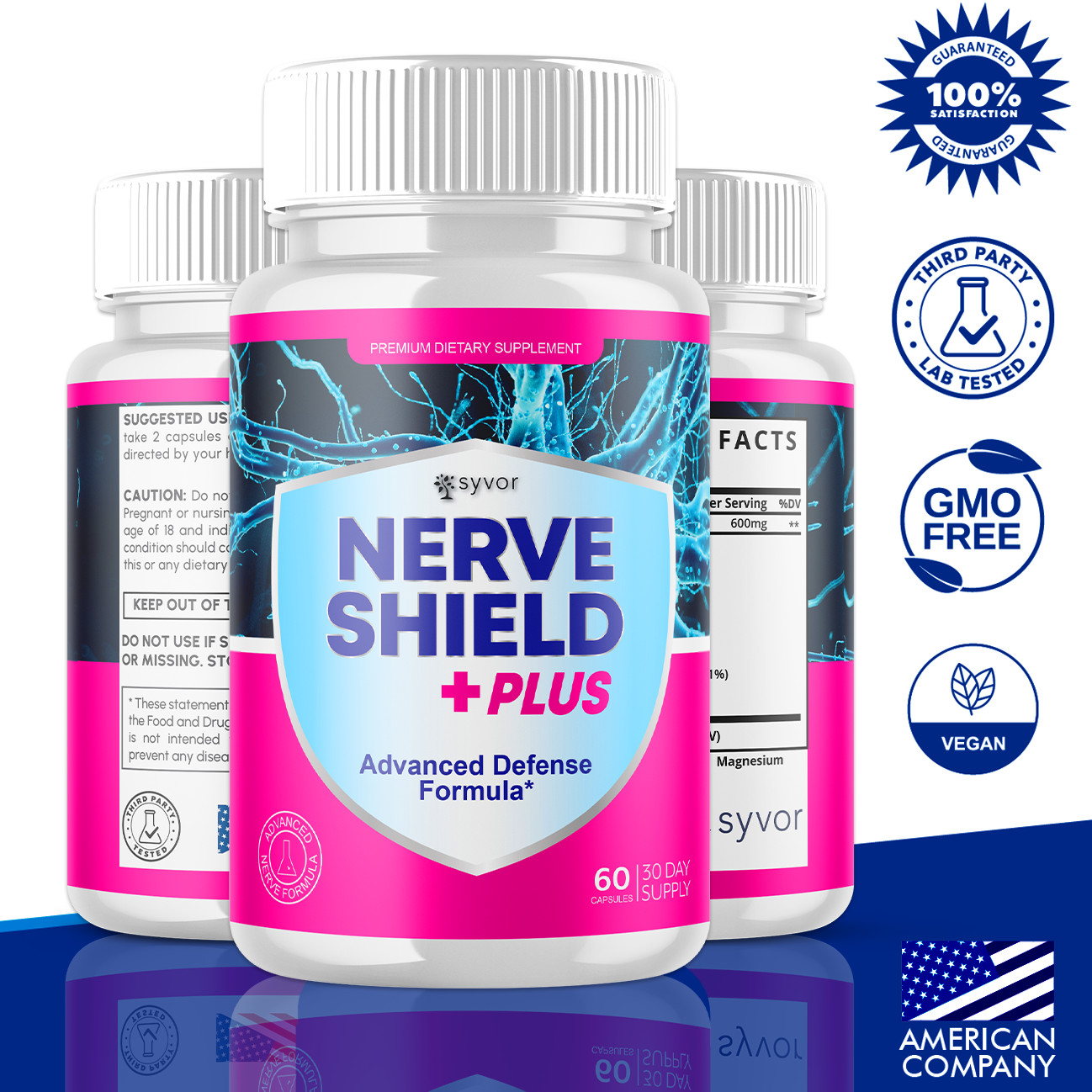 (5 Pack) Nerve Shield Nootropic All Natural NerveShield Supplement 300 Capsules