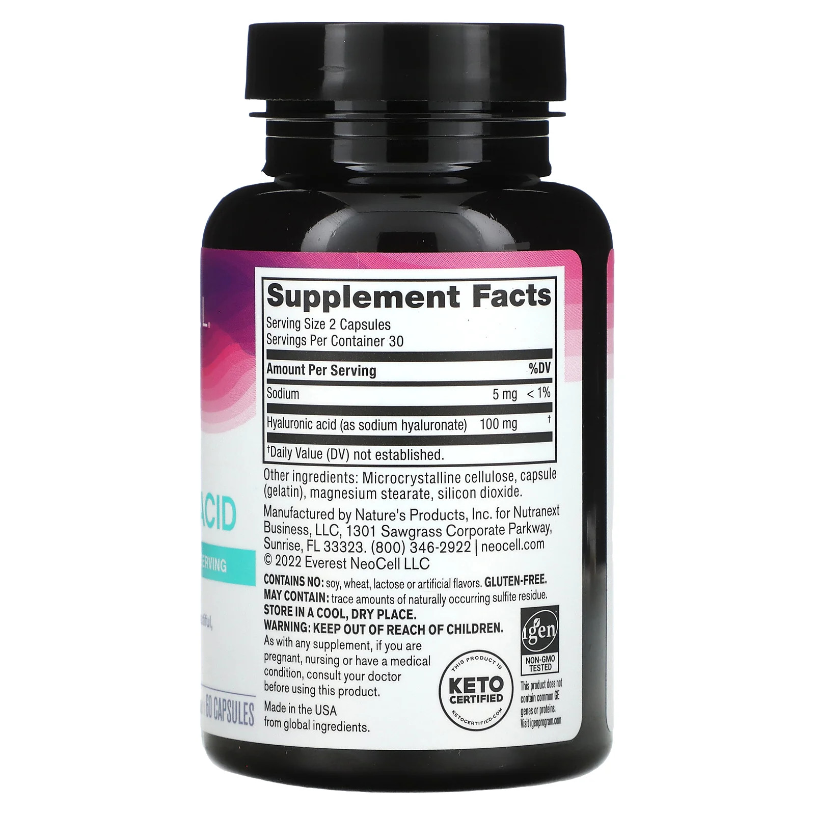 2 X NeoCell, Hyaluronic Acid, 60 Capsules (50 mg per Capsule)