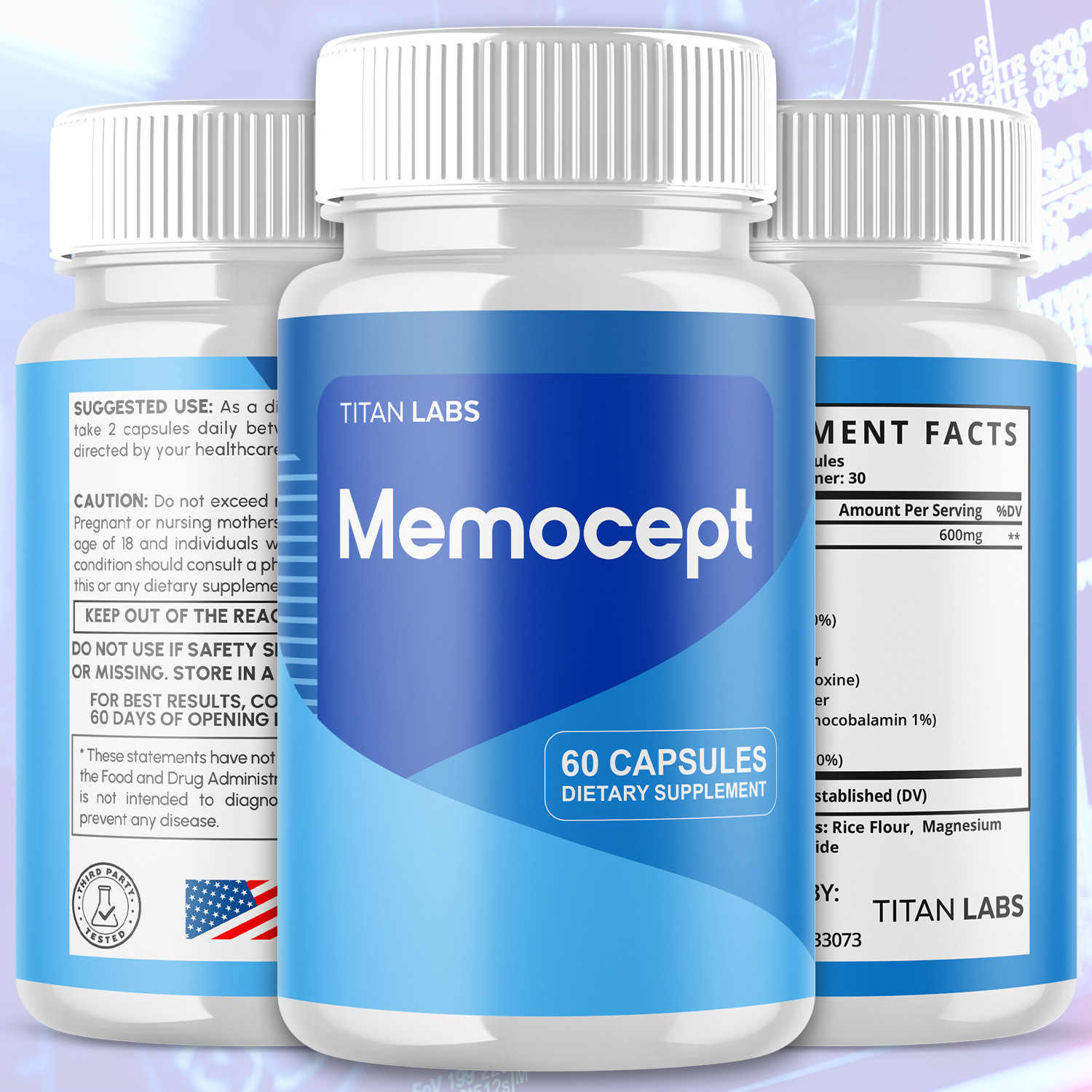 (1 Pack) Memocept Nootropic Natural Formula Brain Supplement Memo Cept 60 Caps