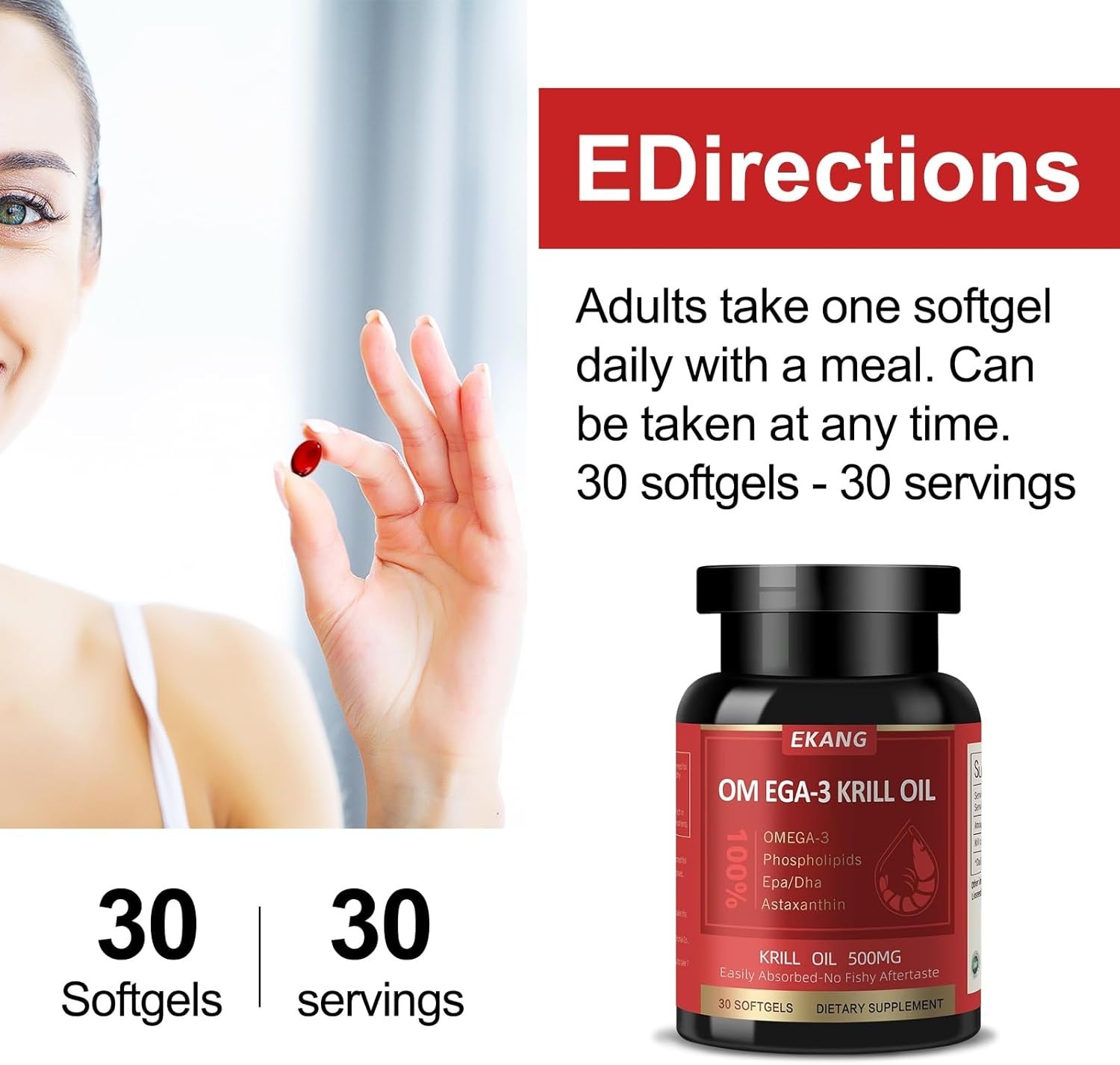 Wild-Caught Omega-3 Krill Oil 500 mg Softgels – Purity and Health in Every Dose