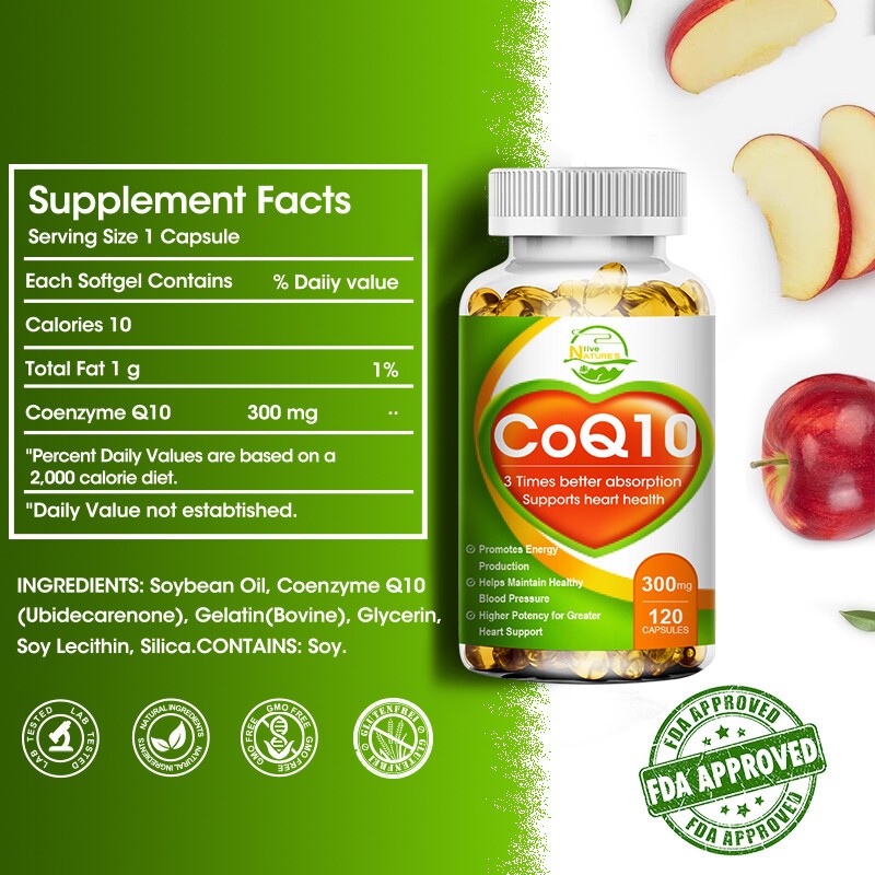 Nature’s Live CoQ10 Softgels- Supports Heart Health Non-GMO, 300mg, 120 Capsules