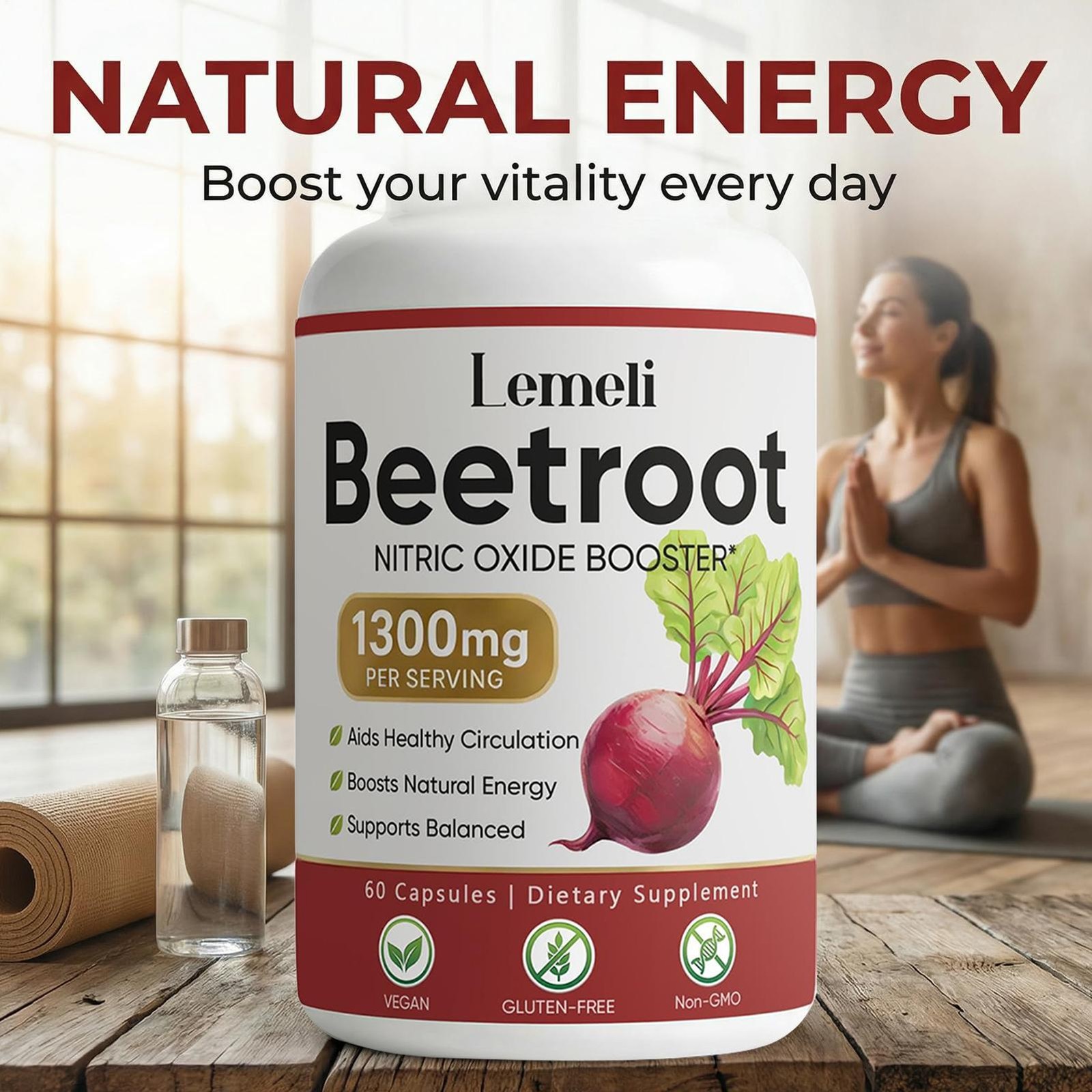 Lemeli Beetroot – 1300mg, Lemeli Beet Root Supplement 60 Capsules