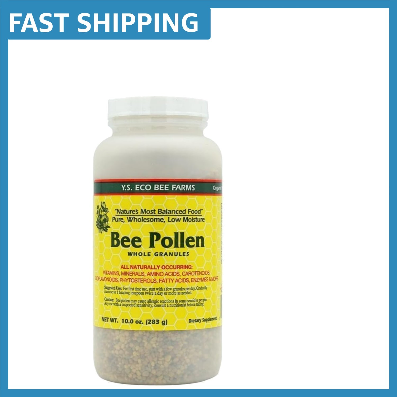 Certified Organic Bee Pollen Granules – 10oz for Energy Management and Wellness