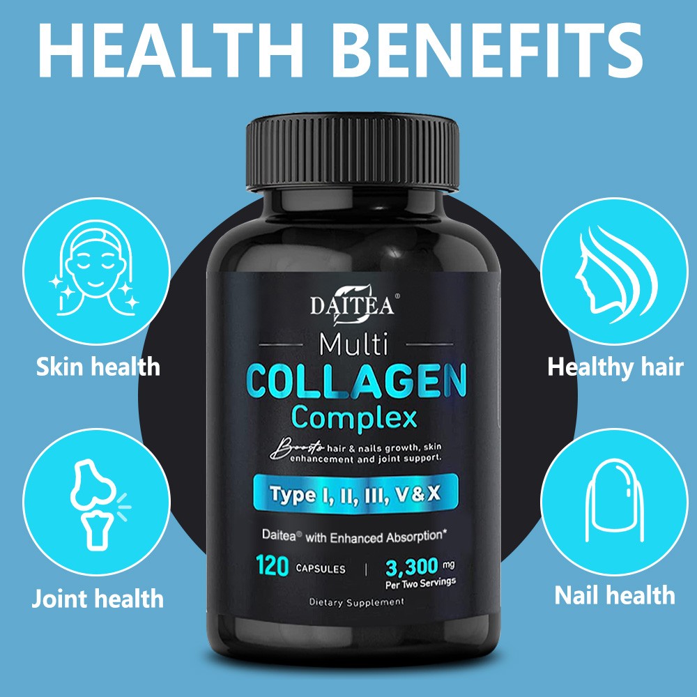 Collagen Complex Type I,II,III,V,X-Easy to swallow Gluten Free Non-Gmo 30/60/120