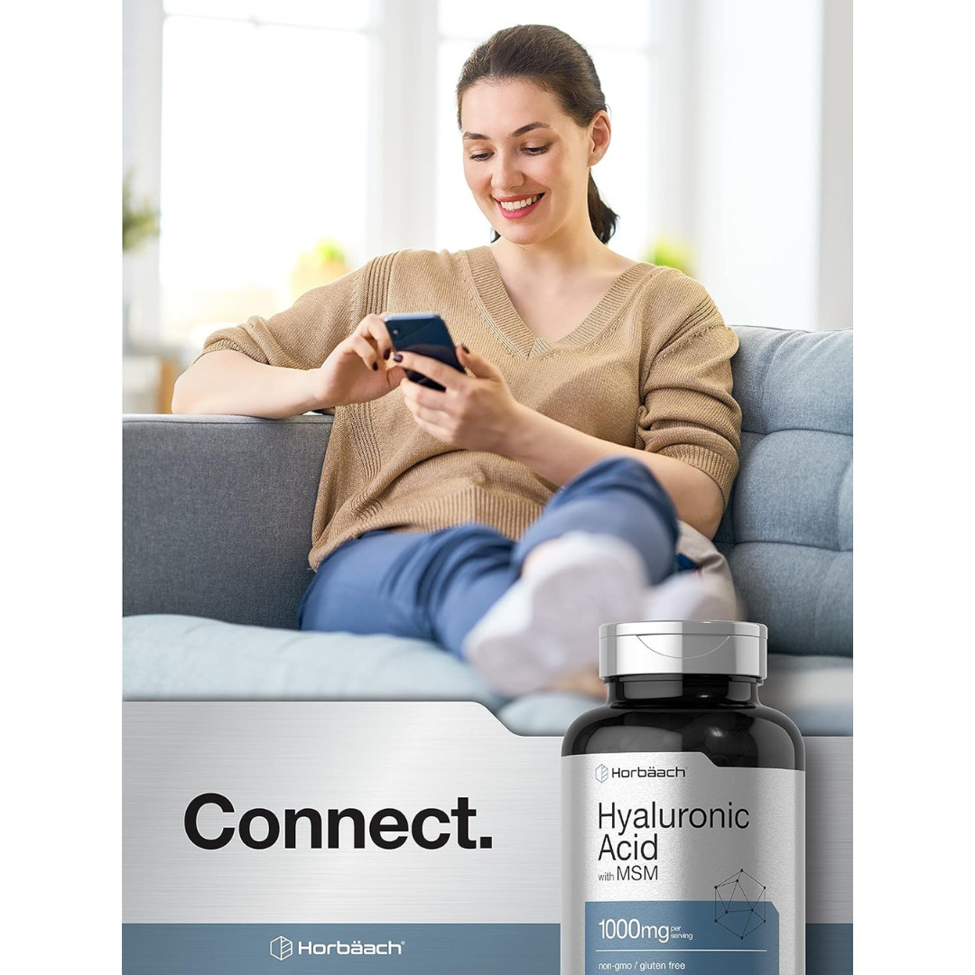 Hyaluronic Acid with MSM | 1000 mg | 120 Capsules | Non-GMO |Free Shipping
