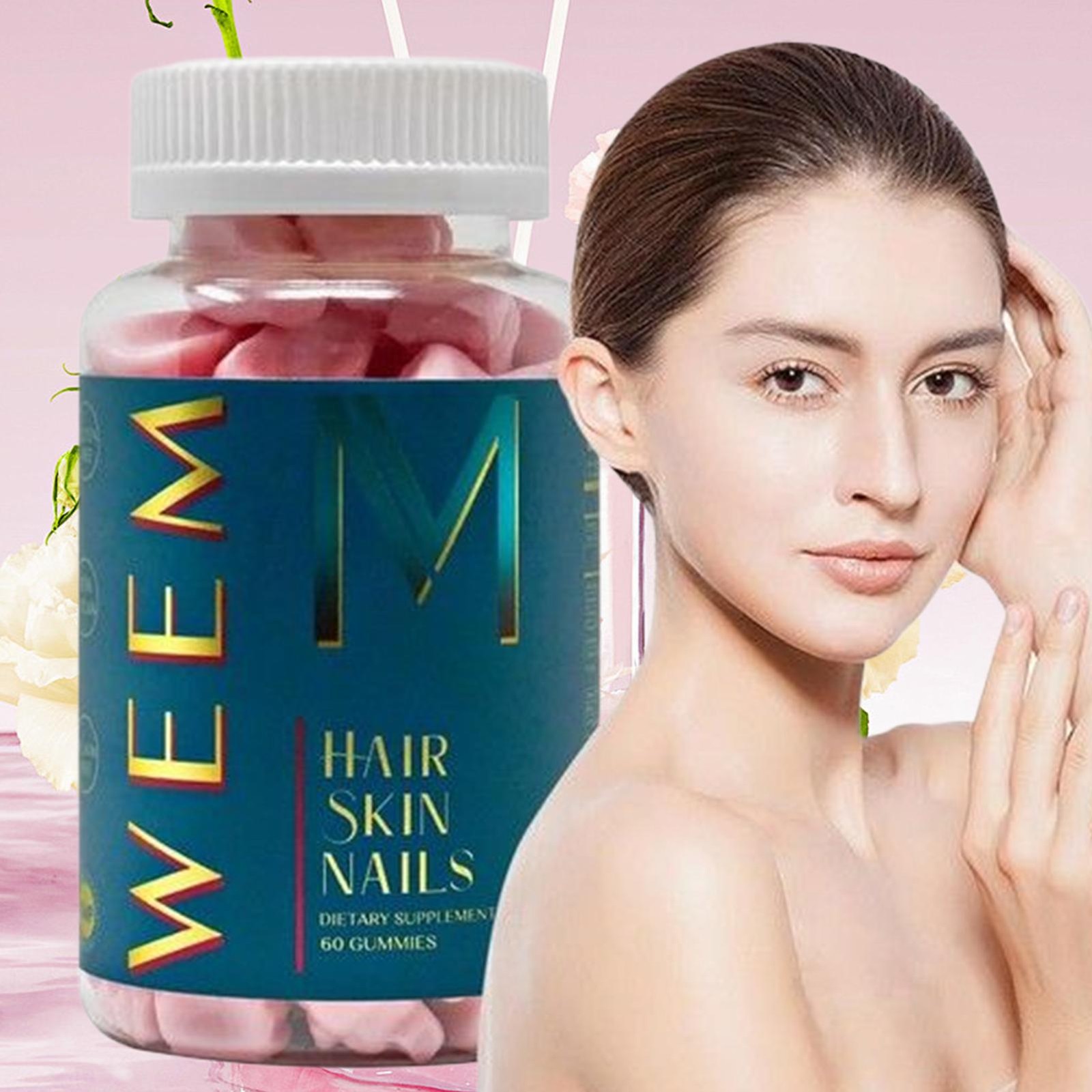 WEEM Hair Skin and Nails Gummies, Vegan biotin Vitamins, Healthy Hair