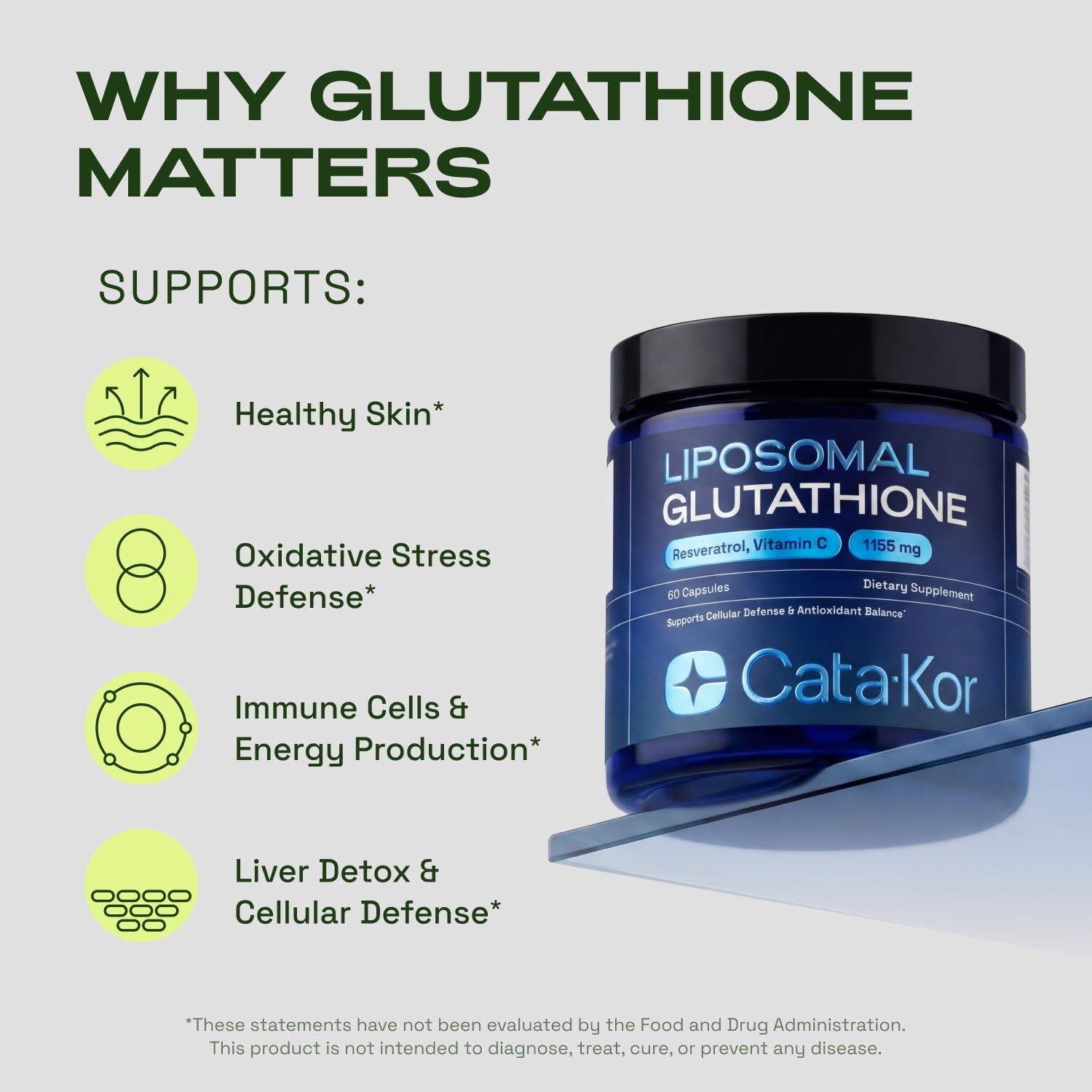 CataKor Liposomal Glutathione 1000mg – Ultra High Absorption with Resveratrol…