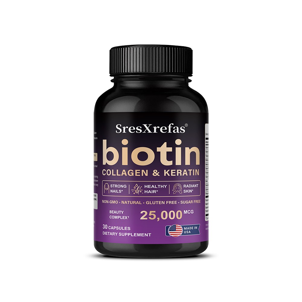 Biotin Collagen Keratin-Hair Growth,Skin Health,Strong Nails 30/60/120 Capsules