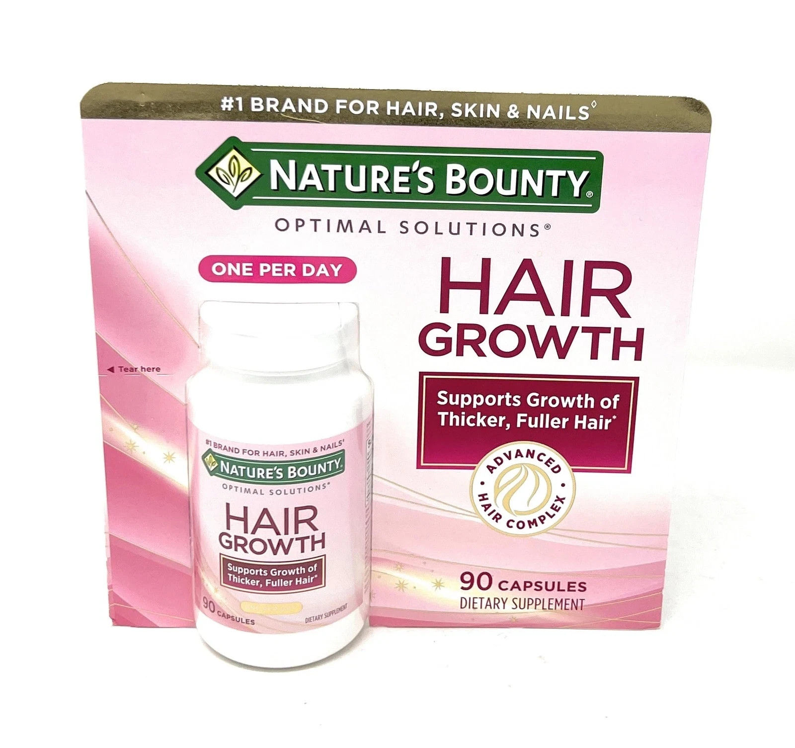 Nature’s Bounty Hair Growth Supplement 3 Pack 90 Capsules 1 Per Day Sealed