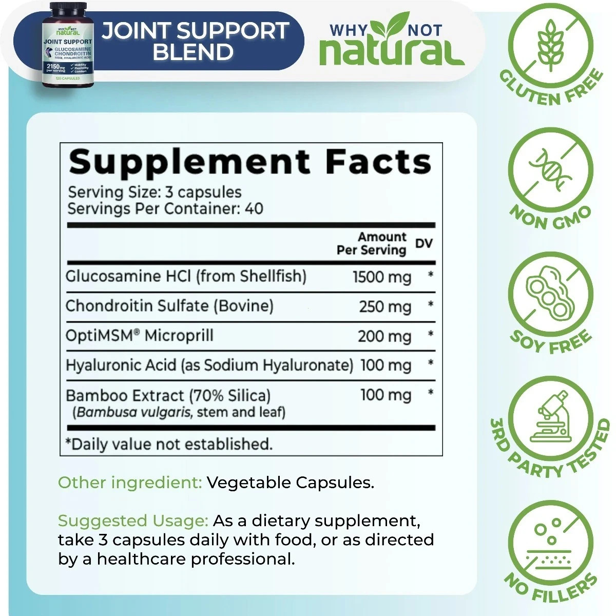 Joint Support Glucosamine Chondroitin MSM Capsules for Mobility & Flexibility