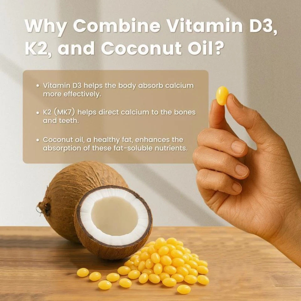 VEV Vitamin D3 K2 MK7 Softgels,10000IU D3 +200mcg K2 with Coconut Oil,300 Count