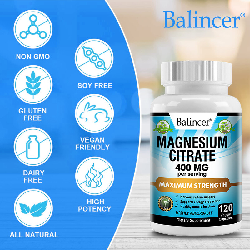 Magnesium Citrate Supplements,120 Caps for Calm, Relaxing, Unisex