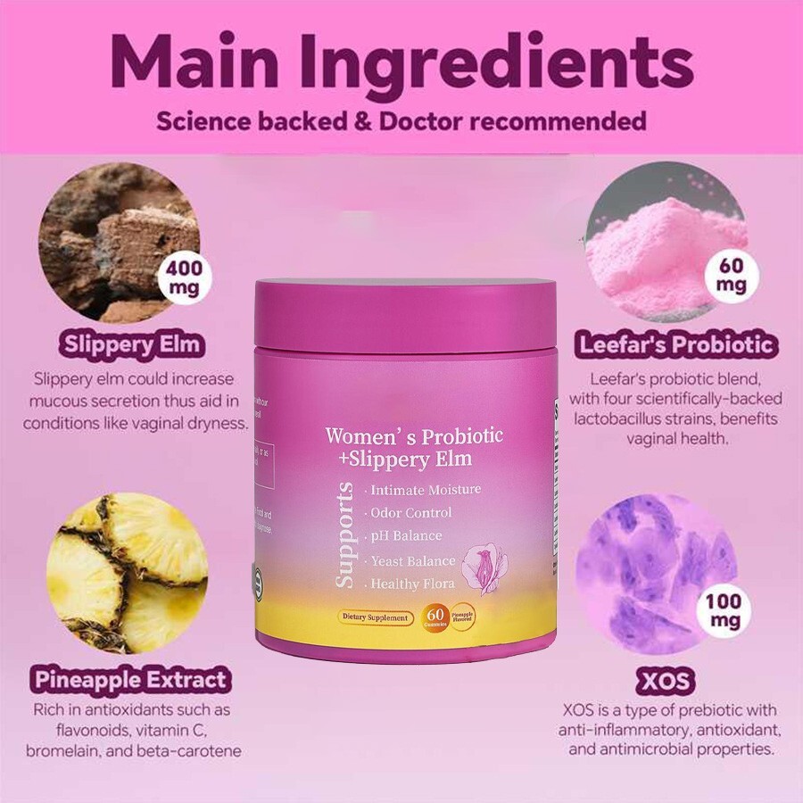 Women’s Probiotic+Slippery Elm 60 Gummies Premium