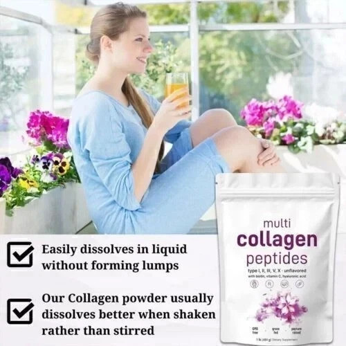 Multi I, II, X Type V, Collagen Peptides Powder–Hydrolyzed III, Protein with 2LB