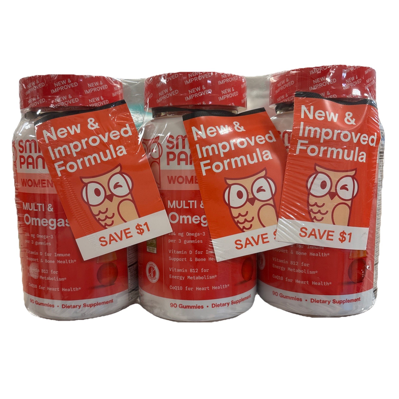 3-PACK Smarty Pants Women’s Plus Multi & Omegas Gummies 90 Per Bottle Exp 7/8/26