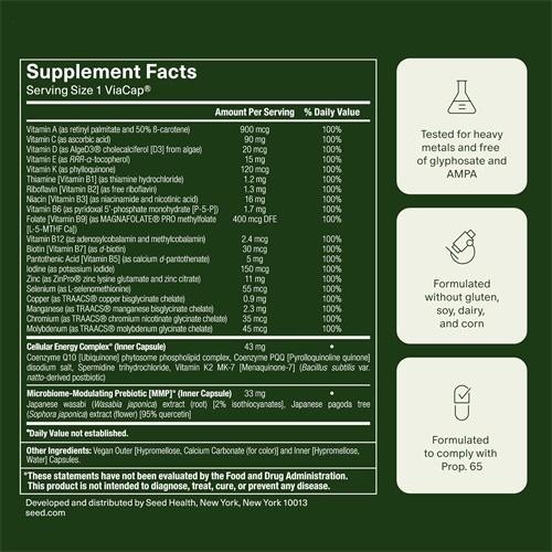 Seed DM-02 Daily Multivitamin – DV Essential Vitamins and Minerals 30 Capsu