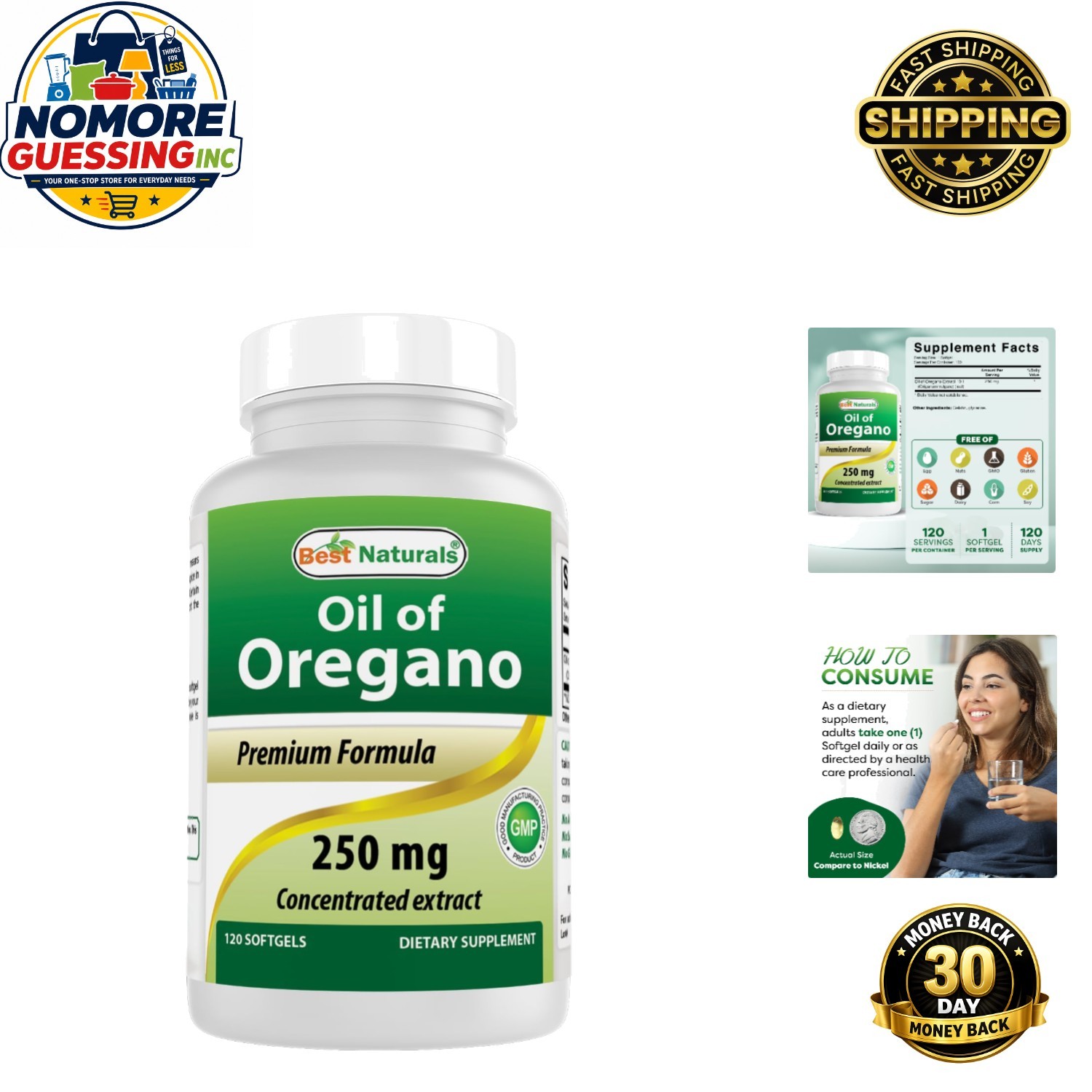 120 Count Oregano Oil 250 Mg Softgels – Gluten Free, All Natural Ingredients