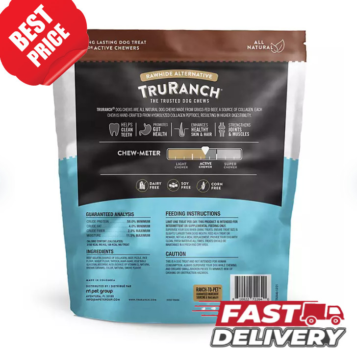 Truranch Collagen 6″ Bully Rolls 24 Ct Rawhide Alternative