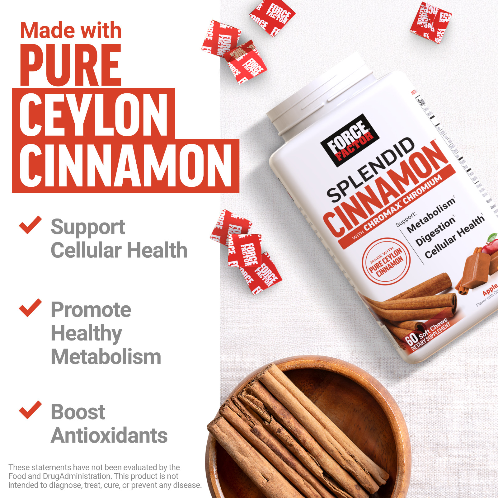 Force Factor Splendid Cinnamon Ceylon Chromium Metabolism Antioxidant 60 Chews