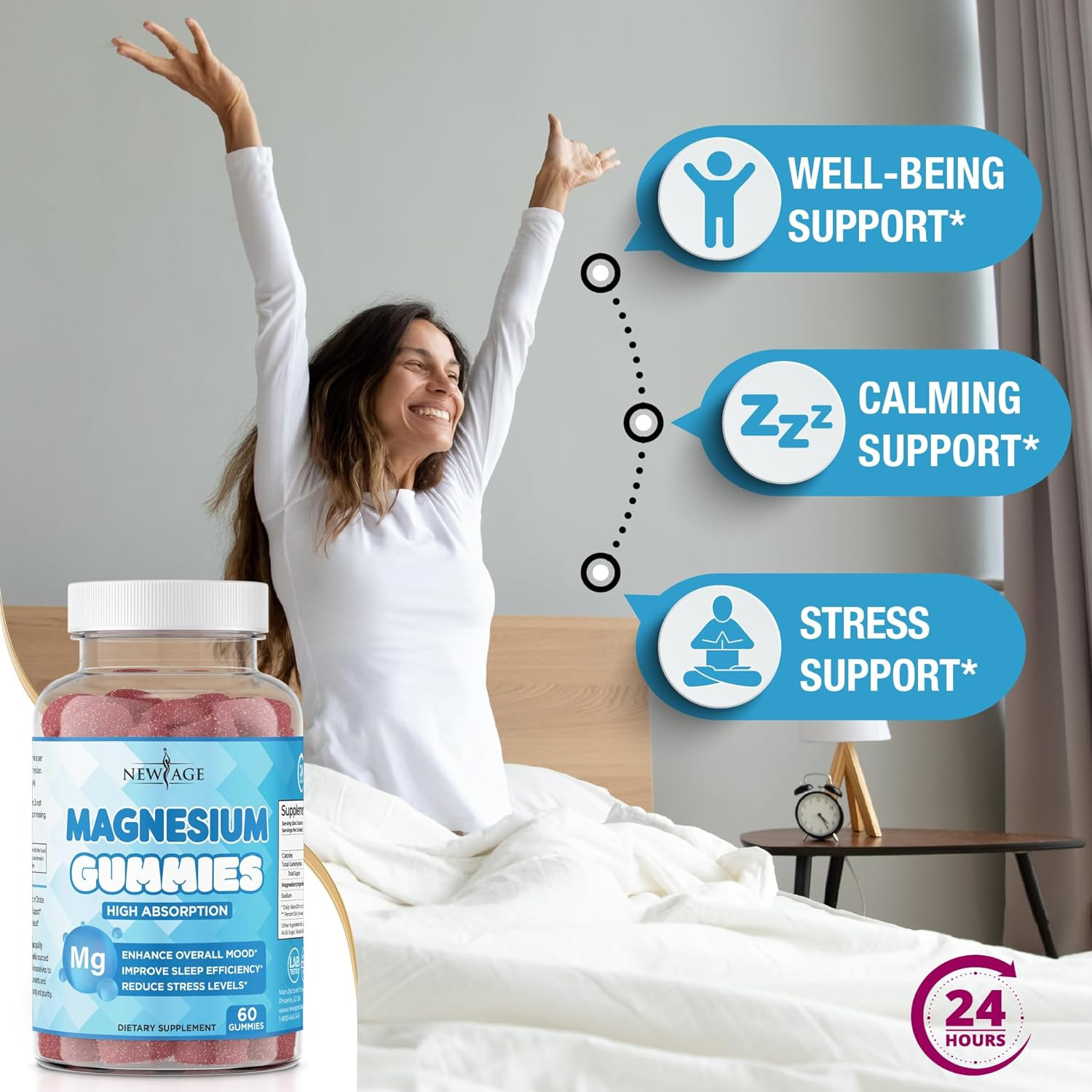 Magnesium Gummies – Calming Anti-Stress Gummies, Magnesium Supplement for Adults