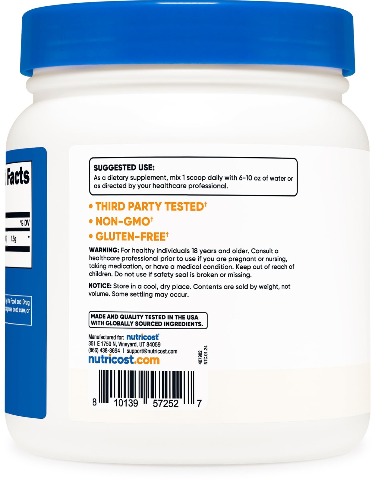 Nutricost Betaine Anhydrous Trimethylglycine (TMG) 1.1 Pound (Pack of 1), Red