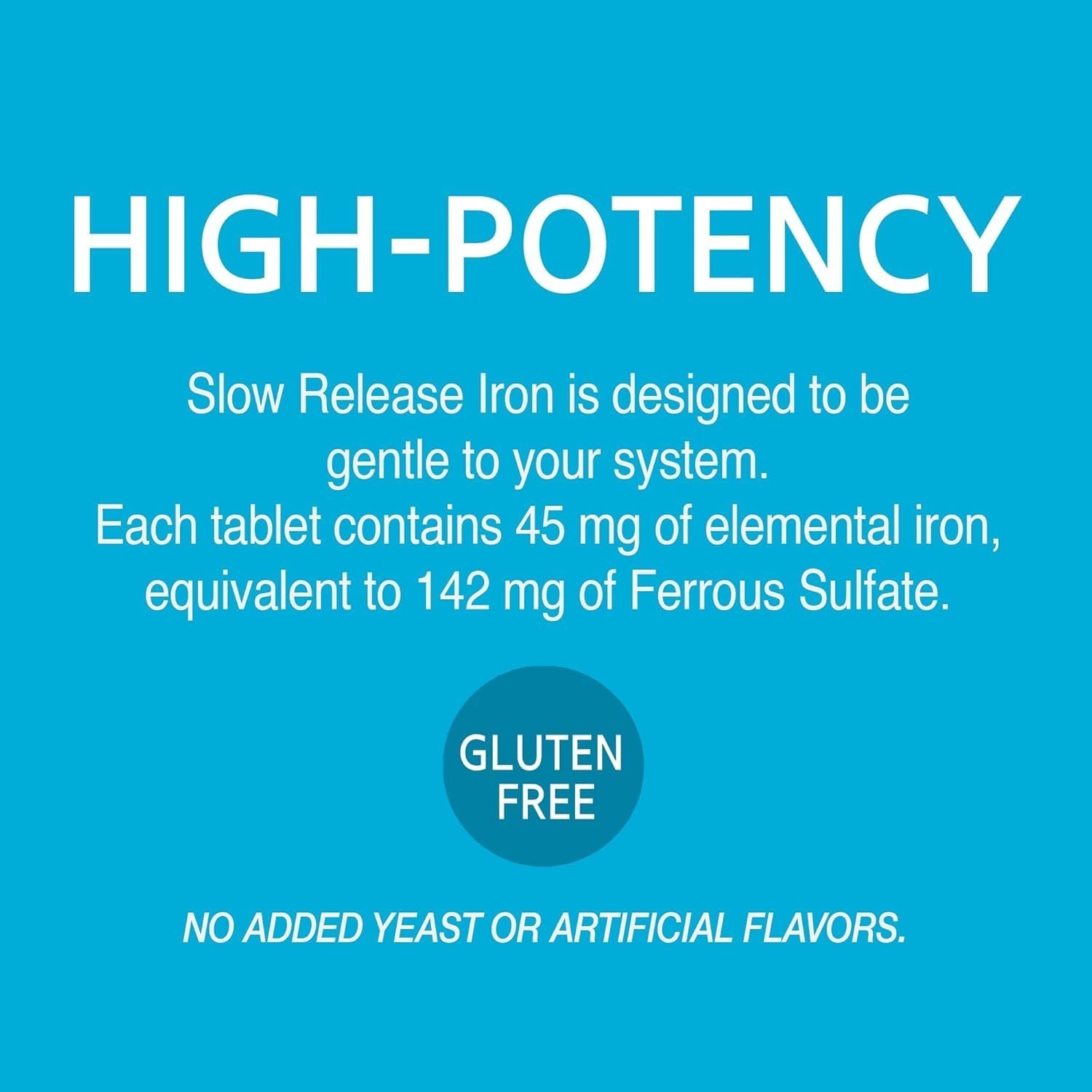 Slow Release Iron Tablets – 60 Count, Pack of 3 – Supports Energy & Blood Health