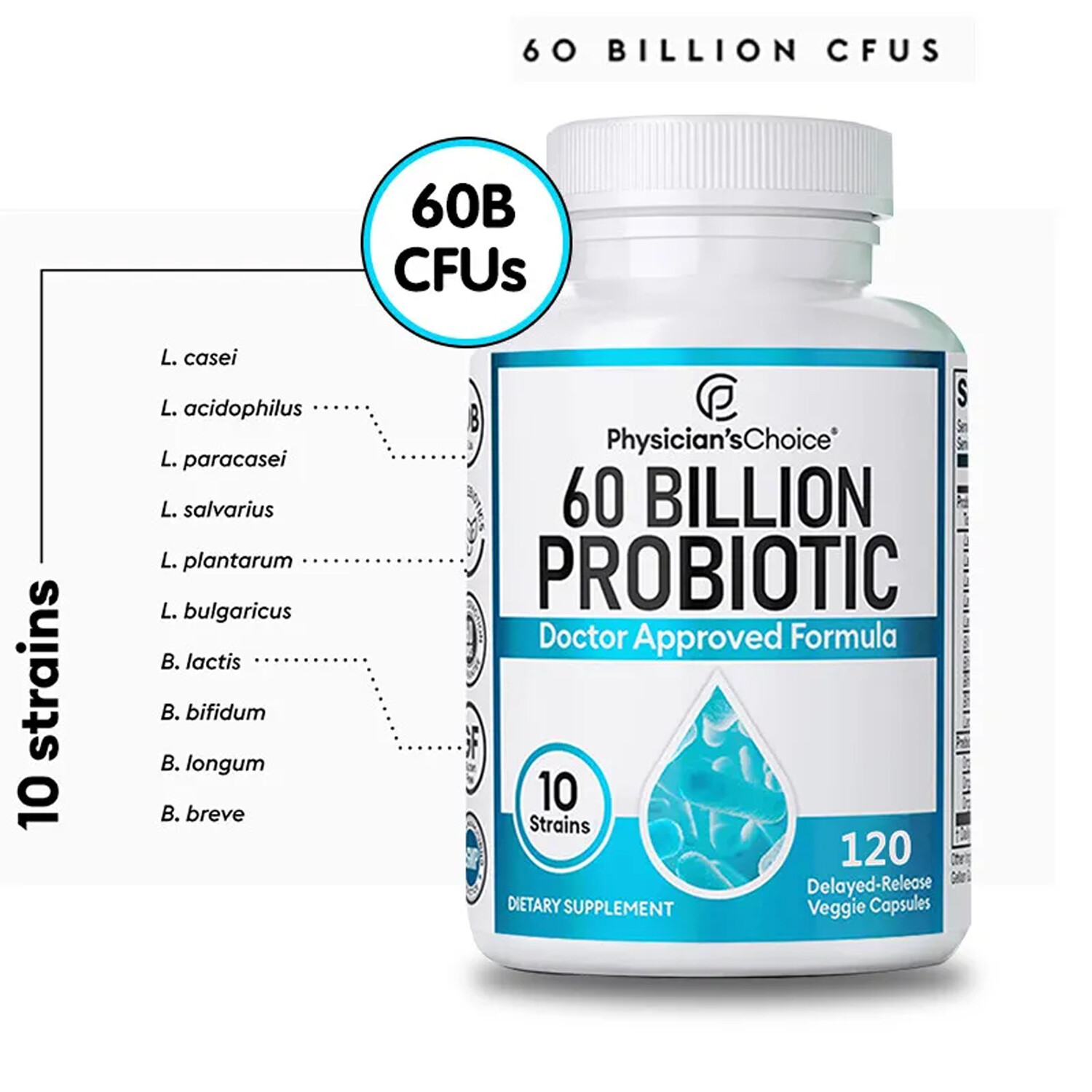 Quality 60 Billion Probiotics Immune System Boosting Mood Supports Digestive Gut