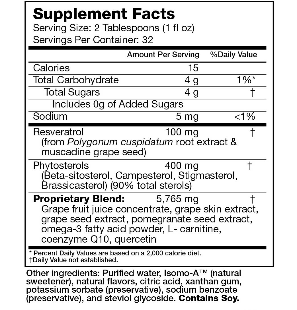 Resvinatrol Complete 32oz Resveratrol Liquid, Heart Health & Cholesterol Support