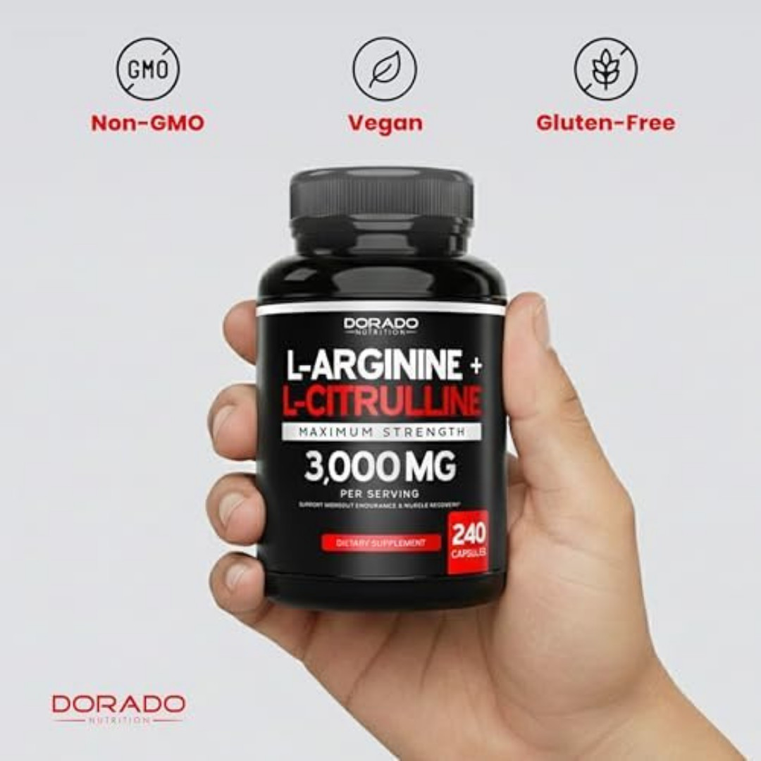 L-Arginine 1000mg L-Citrulline 3000mg 240Caps Amino Acid Non GMO/Gluten Free