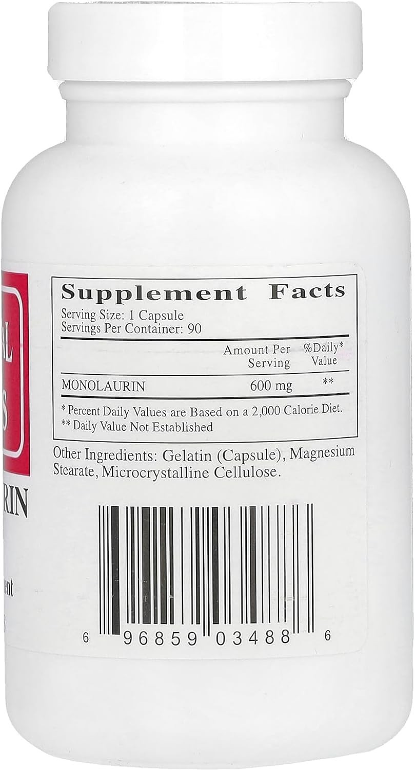 Monolaurin 600 mg – Trusted Immune Support in Convenient 90 Count Capsules