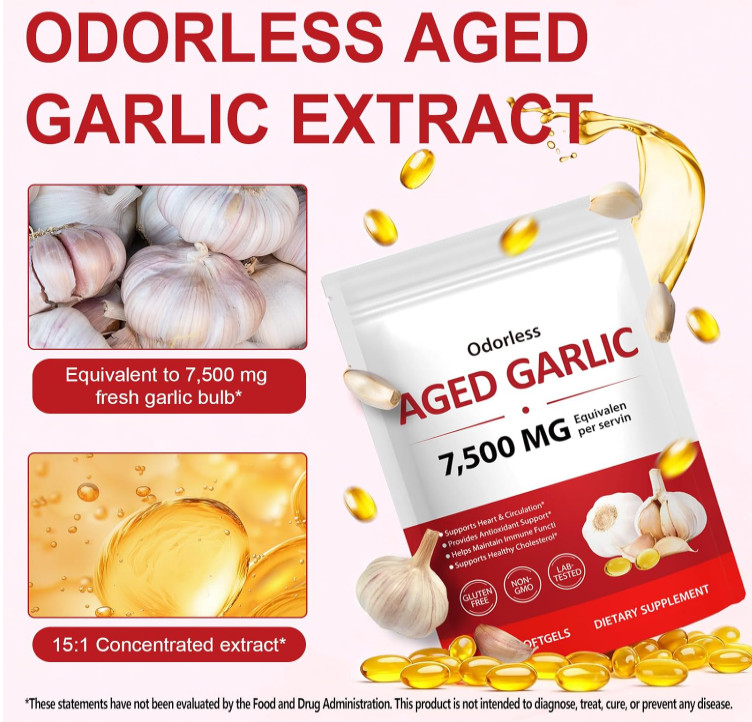 Aged Garlic Extract 7500mg Odorless Supplement Heart Immune Health 300 Softgels