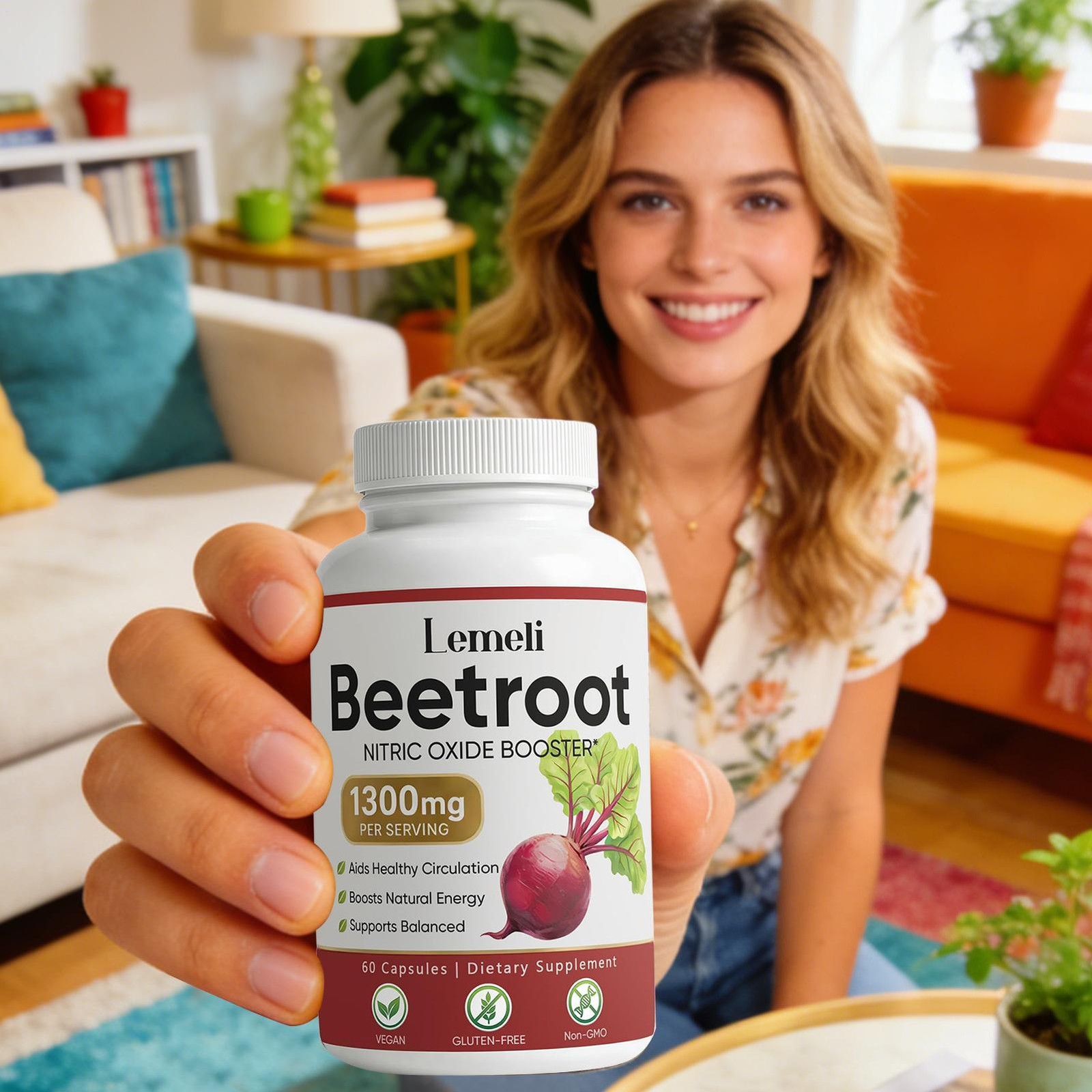 Lemeli Beetroot – 1300mg, Lemeli Beet Root Supplement 60 Capsules