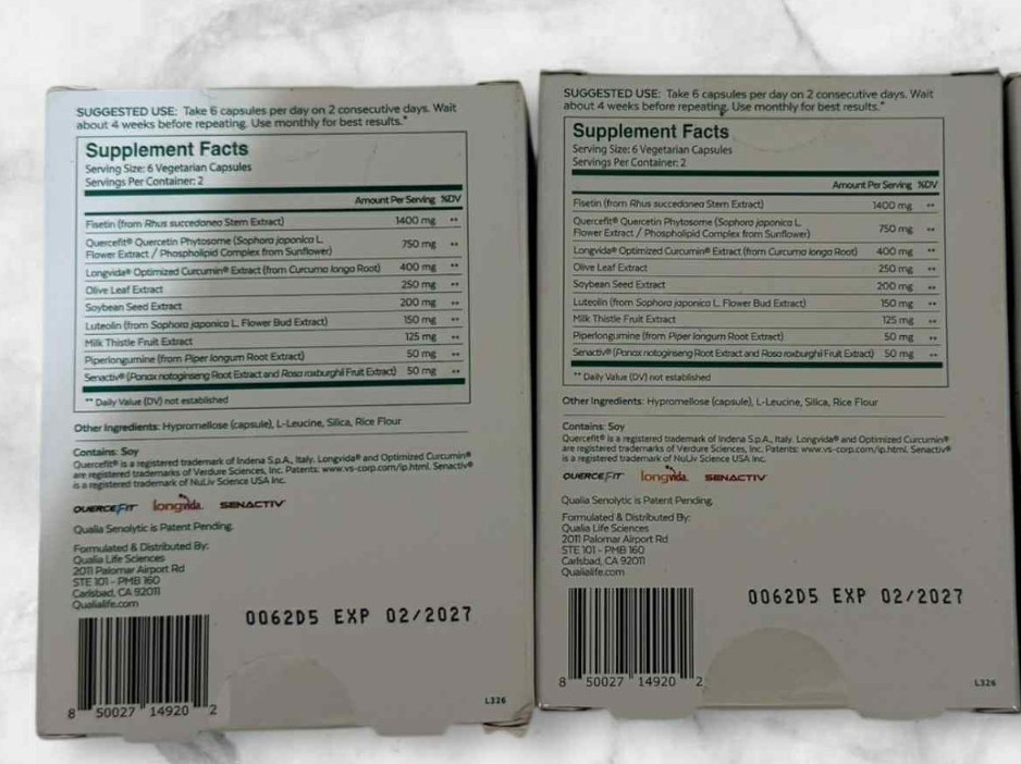 FOR 2 Qualia Senolytic Two-day Cell Rejuvenation Regimen EXP2027+ NEW SHIP