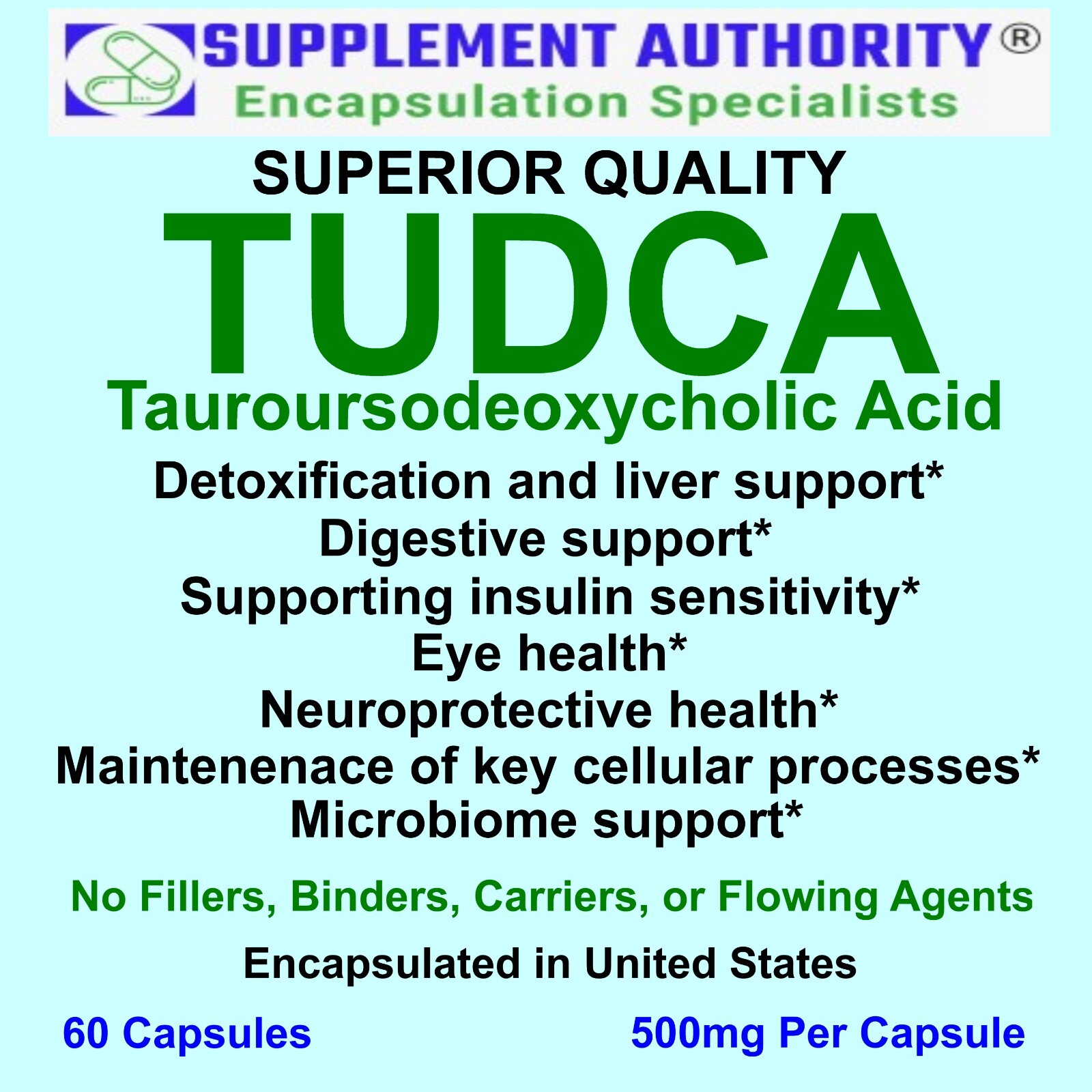 Tudca Powder Casules (Tauroursodeoxycholic Acid) Gluten Free, Non-GMO 500mg NEW!