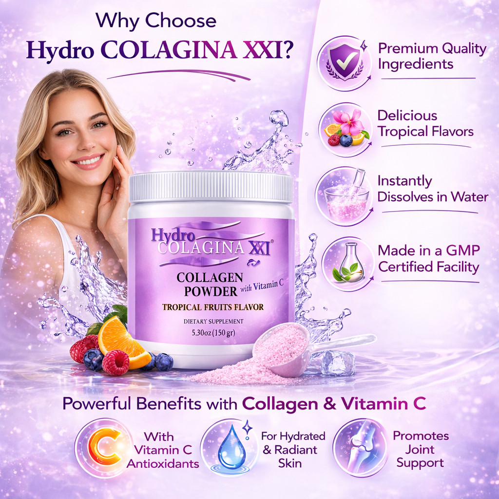 2 Pack Collagen Powder with Vitamin C Tropical Flavor Skin Hair Nails Support