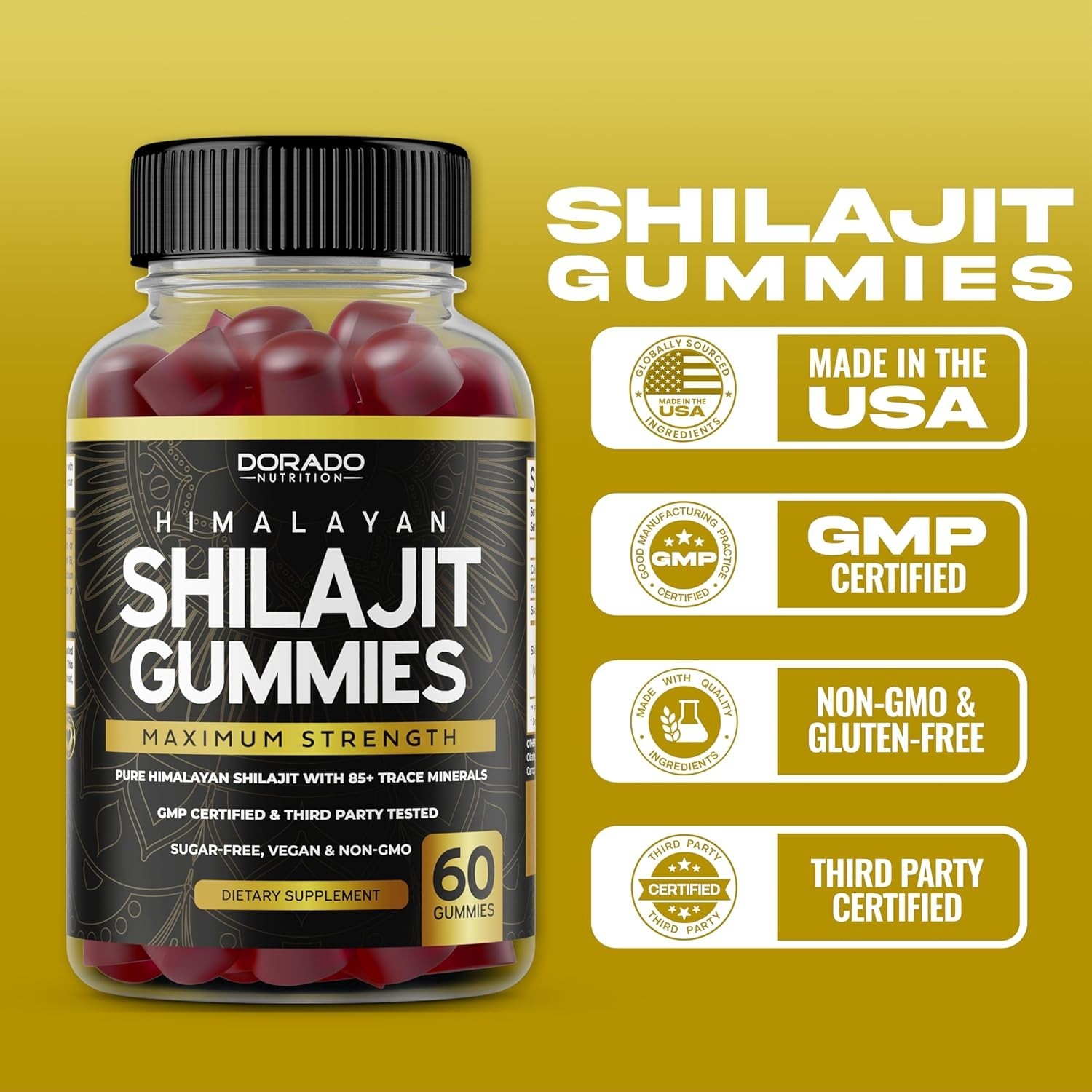 Shilajit Gummies For Men & Women High Potency Gold Grade with 85+Trace Mineral..