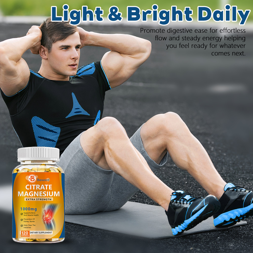 Magnesium Citrate Capsules 1000mg Per Serving – Highest Potency 120 Capsules