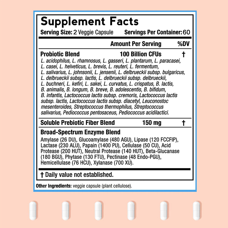 Probiotic 100 Billion – Gut Health, Relieve Gas and Bloating – with Prebiotic