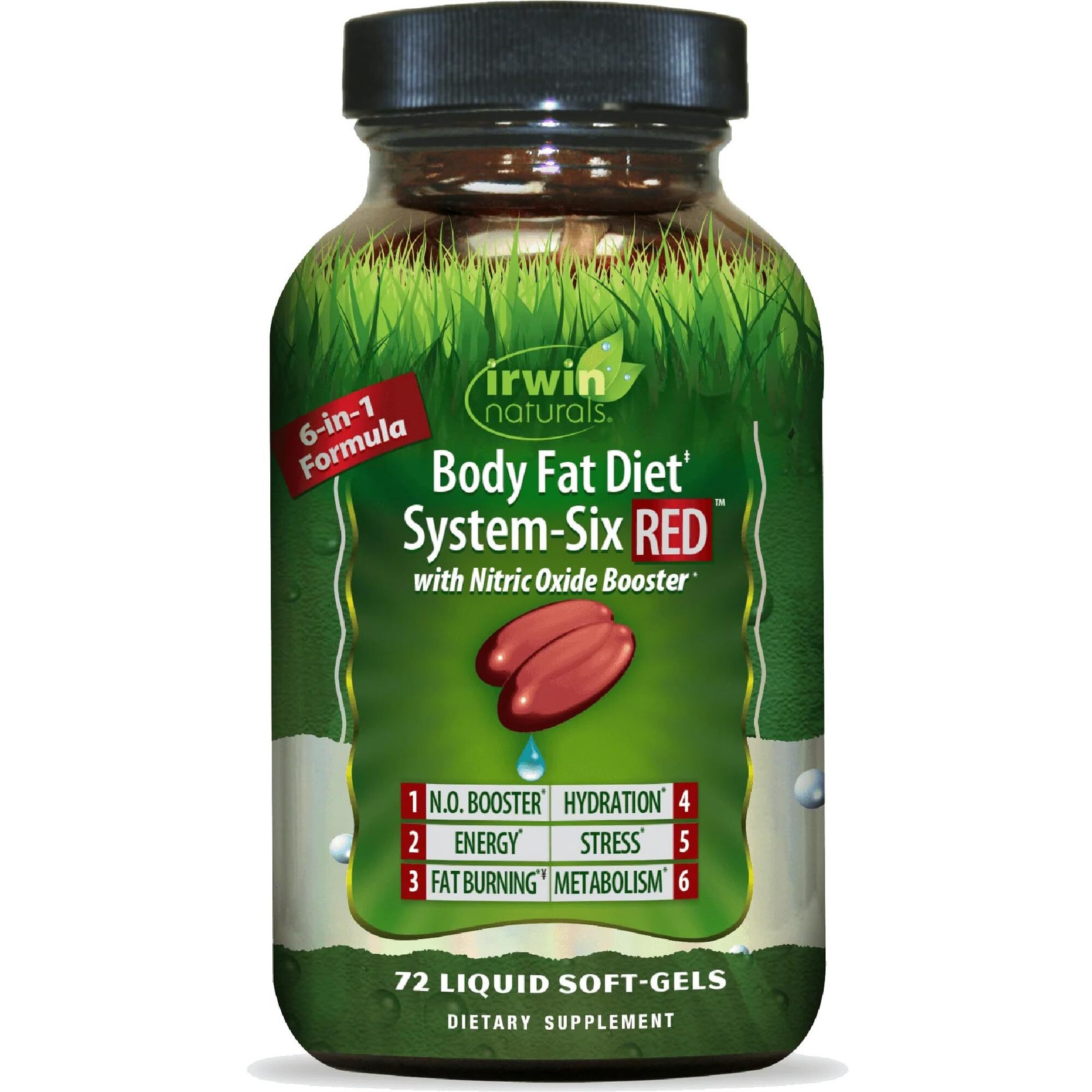 Body Fat Diet, System-Six Red, 72 Liquid Soft-Gels Exp 06/26