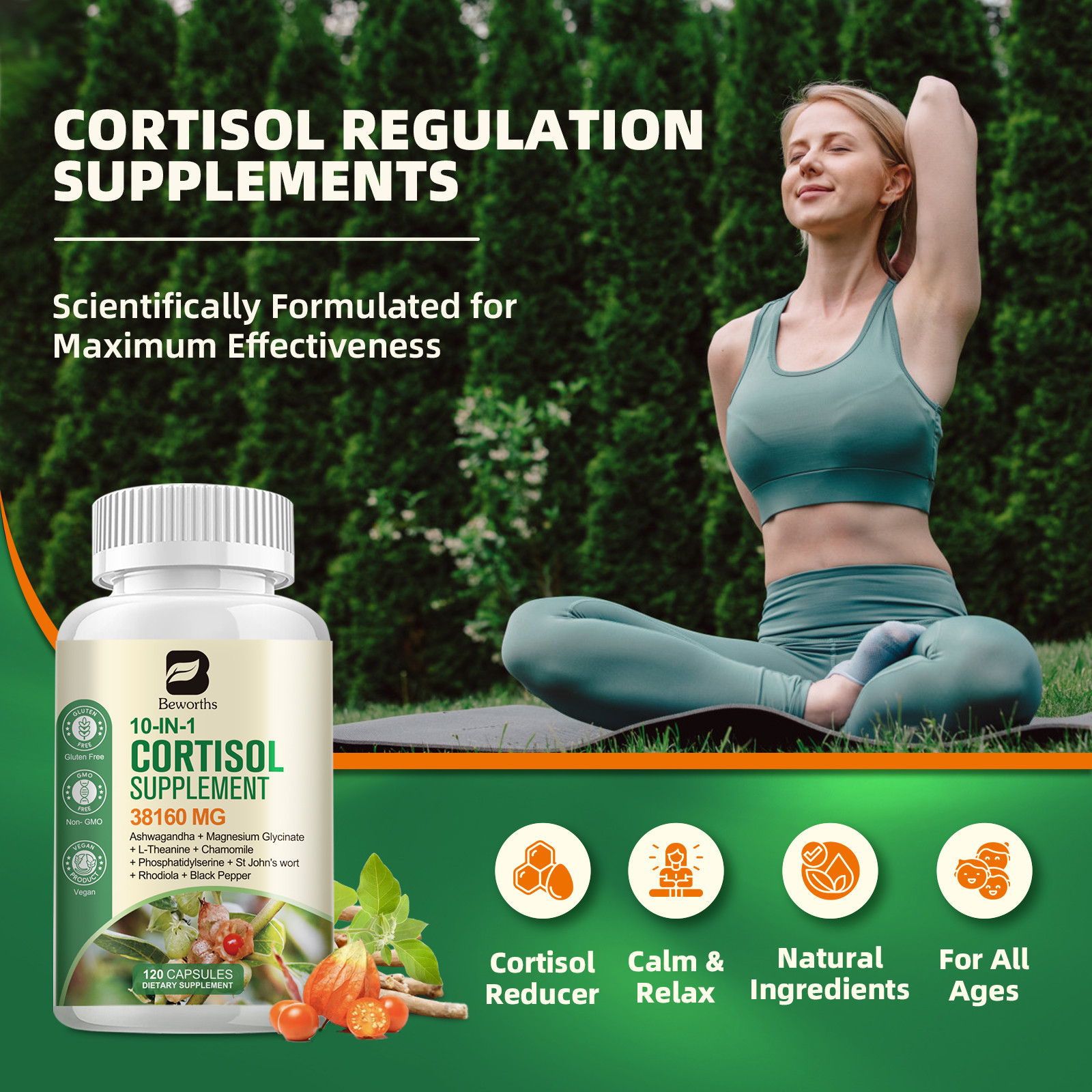 Super Cortisol Support | Stress Relief & Cortisol Manager 120 Pills