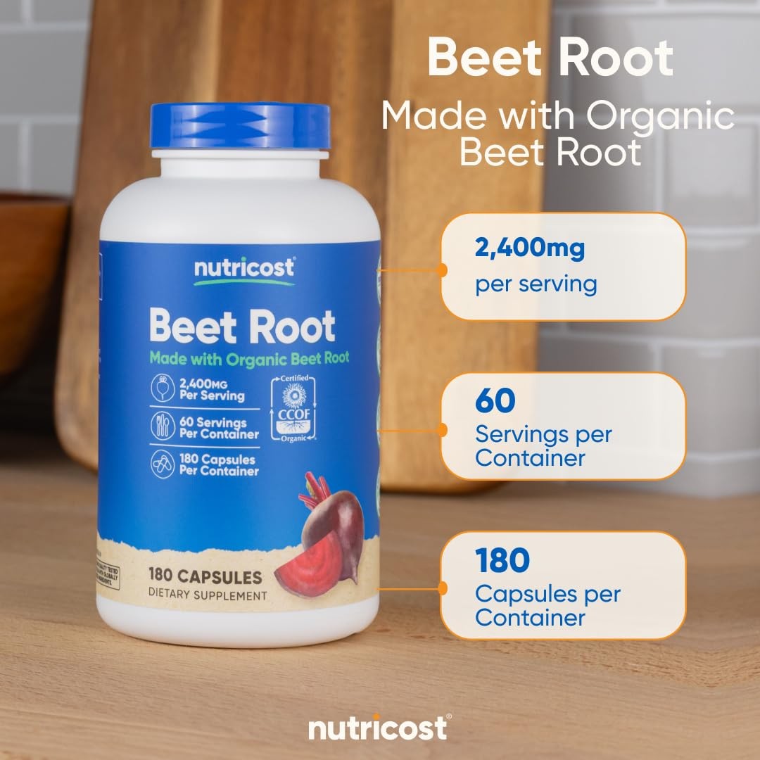 Nutricost Beet Root 2400mg, 180 Capsules – CCOF 180 Count (Pack of 1)